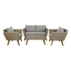 DKD Home Decor Garnitura mize s 3 fotelji DKD Home Decor MB-166666 137 x 66 x 70,5 cm kristalni les umetni ratan jeklo (4 kosi)