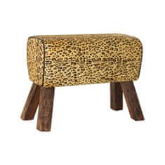 DKD Home Decor Naslon za noge DKD Home Decor Črni les Rjavo usnje Leopard (67 x 30 x 51 cm)