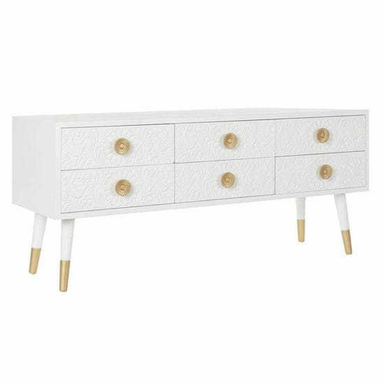 DKD Home Decor TV pohištvo DKD Home Decor Bela zlata jelka MDF les 120 x 42 x 54 cm