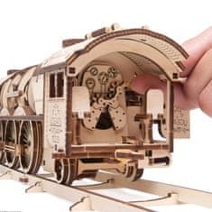 UGEARS Igrača 3D lesena mehanska sestavljanka V-Express 4-6-2 parna lokomotiva s ponudbo