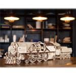 UGEARS Igrača 3D lesena mehanska sestavljanka V-Express 4-6-2 parna lokomotiva s ponudbo