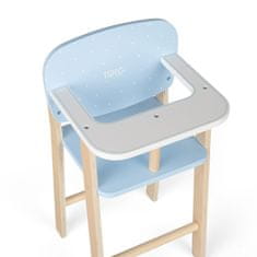 Tidlo Lesen stol za hranjenje lutk modre barve