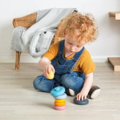 Bigjigs Toys Silikonski stolp za zlaganje Mačka