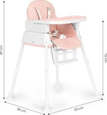 EcoToys Jedilni stol 3v1 roza