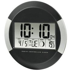 Hama PP-245, digitalna stenska ura, krmiljena z radijskim signalom DCF, črna