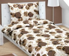 Bombažna posteljnina s hotelskim žepom - 140x200, 70x90 cm - laneno rjava