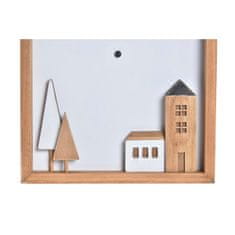 DKD Home Decor Stenska ura DKD Home Decor Bela rjava Lesene hiše Urbana 20 x 4 x 30 cm