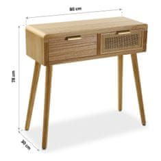 Versa Predsobna miza z 2 predaloma Versa Brown Wood Paolownia wood MDF Wood 30 x 78 x 80 cm