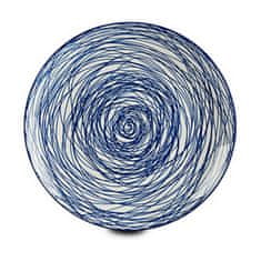 NEW Farfurie Întinsă Črte Porcelan Modra Bela 6 kosov (24 x 2,8 x 24 cm)