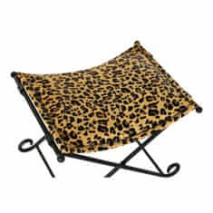 DKD Home Decor Naslon za noge DKD Home Decor Črna kovina Rjavo usnje Leopard (55 x 45 x 41 cm)