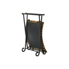 DKD Home Decor Naslon za noge DKD Home Decor Črna kovina Rjavo usnje Leopard (55 x 45 x 41 cm)
