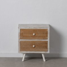 BigBuy Nočna omarica COUNTRY Naravna bela jelka 50 x 35 x 55 cm MDF Les