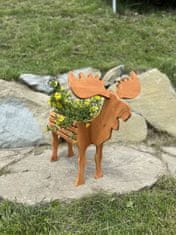 ABC CONNECT Leseno korito za rože / cvetlični lonec / stojalo za rože iz tikovine severnega jelena