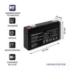 Qoltec baterija agm | 6 V | 1,3 Ah | brez vzdrževanja | učinkovita| z dolgo življenjsko dobo | za ups, tehtnice, blagajne