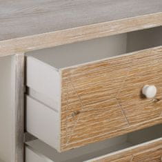 BigBuy Predsobna miza s predali COUNTRY 90 x 35 x 80 cm Naravna bela Elov les MDF Les