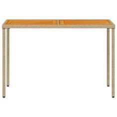 Vidaxl Vrtna miza z leseno akacijevo ploščo bež 115x54x74 cm PE ratan