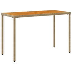 Vidaxl Vrtna miza z leseno akacijevo ploščo bež 115x54x74 cm PE ratan