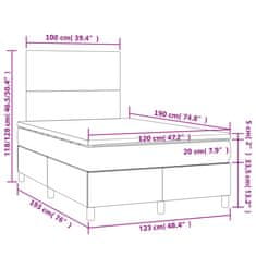 Vidaxl Box spring postelja z vzmetnico črna 120x190 cm blago