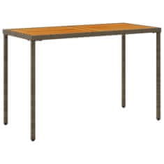 Vidaxl Vrtna miza z leseno akacijevo ploščo siva 115x54x74 cm PE ratan