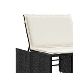 Vidaxl Modularni ležalniki 2 kosa z mizico črne barve poli ratan