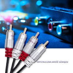 Qoltec kabel 2xrca moški / 2x rca moški | 1m | črna
