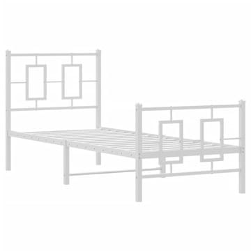 Vidaxl Kovinski posteljni okvir z vzglavjem in vznožjem bel 80x200 cm