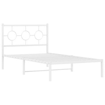 Vidaxl Kovinski posteljni okvir z vzglavjem bel 100x200 cm