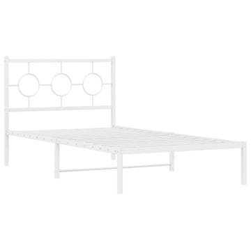 Vidaxl Kovinski posteljni okvir z vzglavjem bel 100x190 cm
