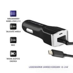 Qoltec qoltec inteligentni avtomobilski polnilec 12-24V | 15W | 5V | 3a | usb kabel tipa c