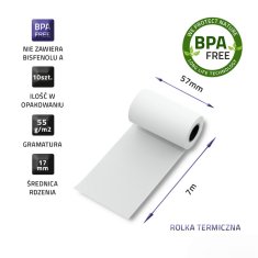 Qoltec qoltec termični zvitek 57 x 7 | 55g/m2 | 10 kosov | brez embalaže