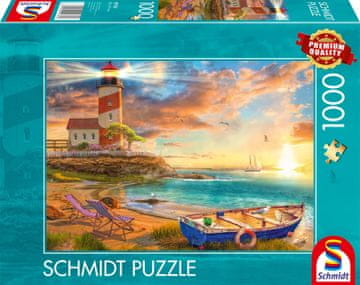 Schmidt Puzzle Sončni zahod nad zalivom s svetilnikom 1000 kosov