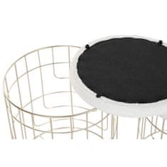 DKD Home Decor Podstavek za noge DKD Home Decor Beige Golden Metal Polyester White Modern (38 x 38 x 44 cm) (35 x 35 x 40 cm)