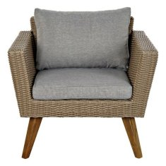 DKD Home Decor Garnitura mize s 3 fotelji DKD Home Decor MB-166666 137 x 66 x 70,5 cm kristalni les umetni ratan jeklo (4 kosi)