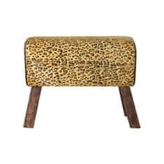DKD Home Decor Naslon za noge DKD Home Decor Črni les Rjavo usnje Leopard (67 x 30 x 51 cm)