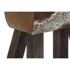 BigBuy Stolček DKD Home Decor Črni les Rjavo usnje Bela (50 x 35 x 75 cm)