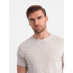 OMBRE Moška majica s celostranskim potiskom in barvnimi črkami svetlo bež MDN125004 L
