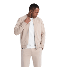 OMBRE Moška jakna iz žakardne pletenine in hlače svetlo bež barve MDN125007 S