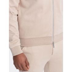 OMBRE Moška jakna iz žakardne pletenine in hlače svetlo bež barve MDN125007 S