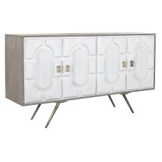 DKD Home Decor Bivak DKD Home Decor Siva zlata kovina Bela mangov les (152 x 43 x 84 cm)