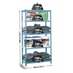 BigBuy Police Simon Rack Simonclick 5/400 Metal 180 x 90 x 40 cm 5 polic