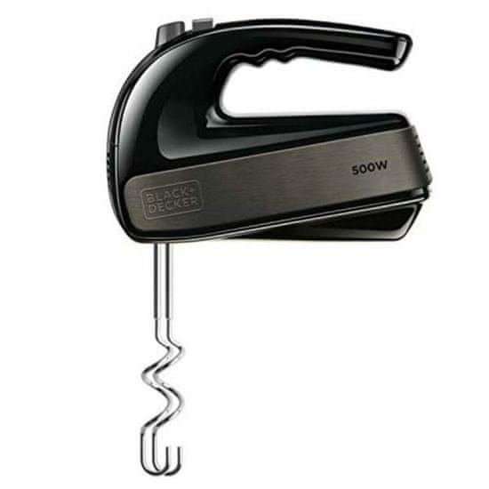 Batteur Électrique Black+Decker BXMX500E 500 W - 5 Vitesses + Turbo - Acier Inox Anti-Traces - Crochets Pétrin Inclus