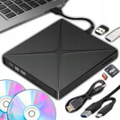 Dexxer 4v1 prenosni zunanji pogon CD in DVD zapisovalnik USB 3.0 čitalec SD