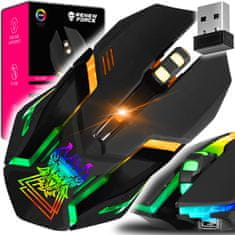 Dexxer Brezžična optična USB igralna miška 3200DPI LED RGB