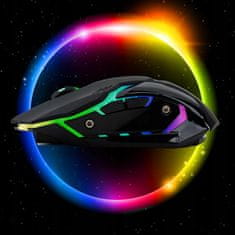 Dexxer Brezžična optična USB igralna miška 3200DPI LED RGB