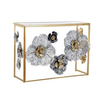 DKD Home Decor Konzola DKD Home Decor Zrcalo Grey Golden Metal Flowers (15,6 x 46,4 x 80 cm)
