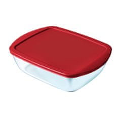 NEW Pravokotna Škatla za Malico s Pokrovom Pyrex Cook & Store Pravokoten 1 L Rdeča Steklo (6 kosov)