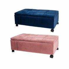 BigBuy Klop DKD Home Decor Pink Polyester Velvet Navy Blue Topol (70 x 39,5 x 24,5 cm) (2 enoti)