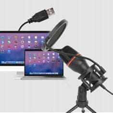 Dexxer Namizni LED RGB kondenzatorski stoječi mikrofon USB + stativ