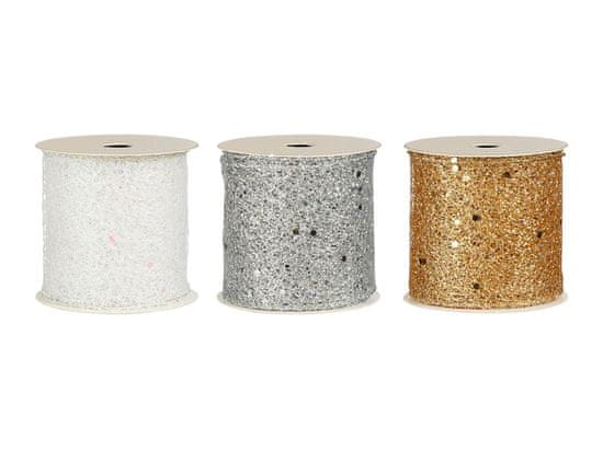 LAALU.cz Komplet 3 trakov: bleščeči trakovi beli, srebrni, šampanjec 6,5 cm x 270 cm