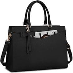 Dollcini Női laptoptáska, stílusos válltáska, elegáns kézitáska, vízálló, könnyű műbőr, nagy kapacitású, črna mešanica